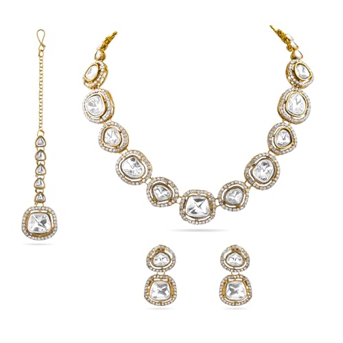 Image of Rubans Kundan Necklace Set Traditional Jewellery Gift for Women & Girls