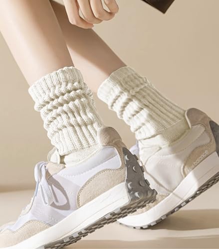 Women Slouch Socks Knit Mid Calf Rib Tube Scrunchy Slouchy Crew Socks4