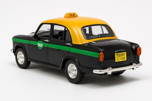 Image of Made of Non Toxic Plastic Toys Ambassador Car, Pack of 1, Pull Back Action Toys, with Soft Edges Around 15 CM in Length & 100 gram. Color Black. (Taxi)