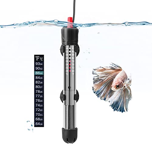 HITOP HP-608 Submersible Aquarium Heater 25W 50W With Thermometer and Extra Sucker Cup (25W)