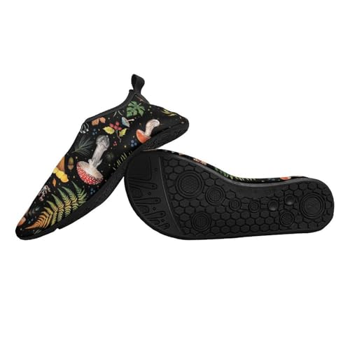 Vintage Mushroom Print Water Shoes Men Womans Non Slip Water Shoes Quick Dry Barefoot Aqua Socks Beach Shoes Outdoo3
