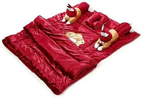 Image of HomeStore-YEP Velvet Touch 5Pcs New Born Baby Bedding Set for Baby 0-18Months, Design - Rabbit, Color - Maroon