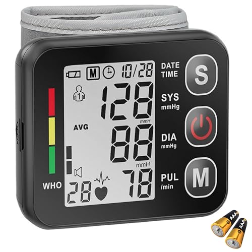 TradeProvider Wrist Blood Pressure Monitor, Automatic Digital BP Machine with Large Display & Memory, Accurate Portable Wrist Cuff Monitor for Home, Travel & Elderly Use