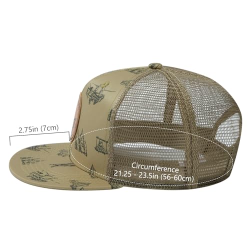 Image of BASSDASH Flat Brim Trucker Cap Adjustable Snapback Hat Mesh Back for Men Women