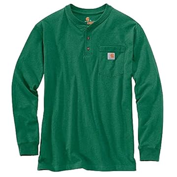 Carhartt Camiseta masculina Henley de manga comprida K128, North Woods Heather, 4G
