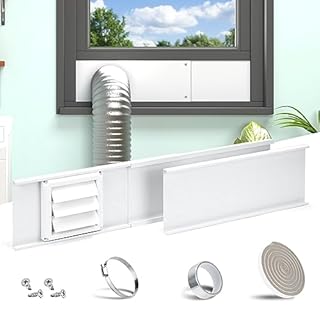 Daisypower Dry Vent Window Kit, Adjustable Window Vent Kit with Outdoor Dryer Vent Cover,4 Inch Hood for Exhaust Ventilation