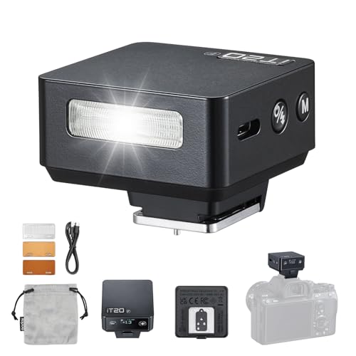 GODOX iT20F Mini Flash pour Fujifilm, Flash TTL Godox pour Appareil Photo Fujifilm, 700 Flashes à Pleine Puissance, Temps de Recharge de 1.5s, avec Diffuseur Magnétique et Filtre de Couleur (Noir)