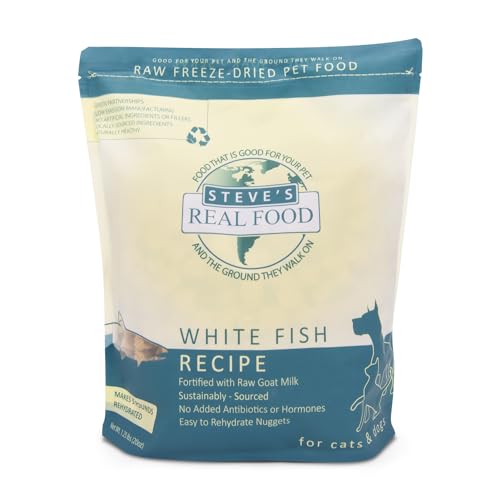 Steve’s Actual Meals Freeze-Dried Uncooked Meals Weight loss plan for Canines and Cats, White Fish Recipe, 1.25 lbs in every bag, Made in The USA, Pour and Serve Nuggets, Sustainably Sourced Steve’s Actual Meals Freeze-Dried Uncooked Meals Weight loss plan for Canines and Cats, White Fish Recipe, 1.25 lbs in every bag, Made in The USA, Pour and Serve Nuggets, Sustainably Sourced
