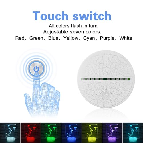 Image of i-CHONY Basketball 3D Night Light,Sports Fan Room Decor,16 Colors Changing Dimmable NBA Basketball Lamp for Children's Room Decorations,Xmas Holiday Gifts