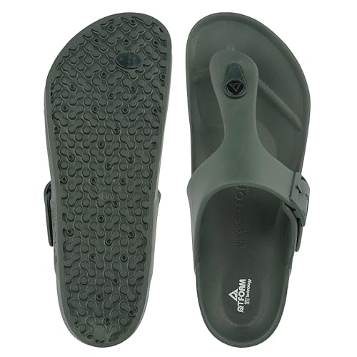 Image of Men's Lightweight Comfort Slides Single Buckle Slip-on Adjustable EVA Orthopedic Flat Slippers.