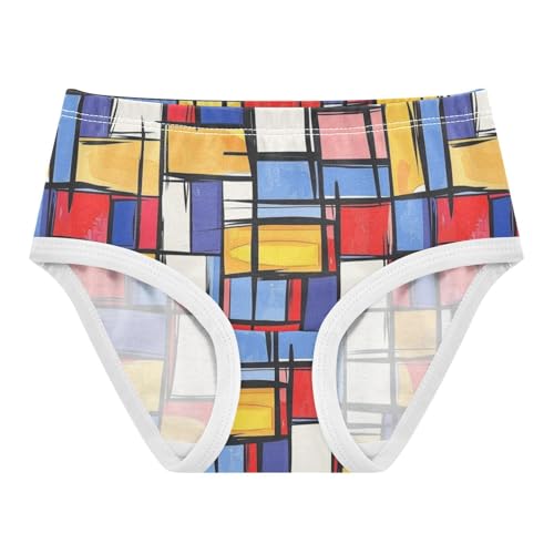 ZZKKO Abstract Art Colorful Blocks Girls Underwear Toddler Panties for Girls Comfort Brief Size 2-8T