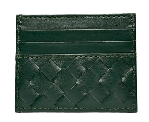 KUZE CLAN Premium Nappa Leather Card Holder Wallet - Minimalist RFID Blocking Design with 6 Card Slots & Cash Slot - Unisex Expert Craftsmanship, Ideal Gifts for Men & Women, Wallet for Men (Green) by KUZE CLAN - Used condition - US$7.43