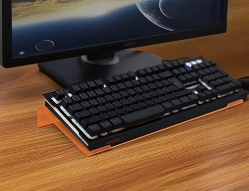 Klavye Standı Sehpası Klavye Yükseltici Pleksiglass 3 mm Şeffaf Turuncu