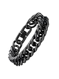 FaithHeart Cuban Link Black Bracelet for Men, 8/12/17mm Width Stainless Steel Wrist Bracelets Men's Hip Hop Jewelry 7.5/8.3/9.1 Inch Length for Valentine's Day/Father's Day/Birthday/Christmas