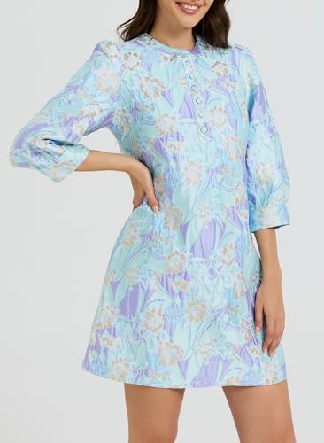 Image of Ladyful Women's Floral Jacquard Dress Cocktail Mini Shift Dresses