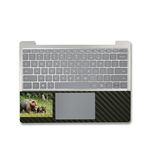 Image of MightySkins Carbon Fiber Skin Compatible with Microsoft Surface Laptop Go 3 (2023) Full Wrap Kit - Grizzly | Protective, Durable Textured Carbon Fiber Finish | Made in The USA