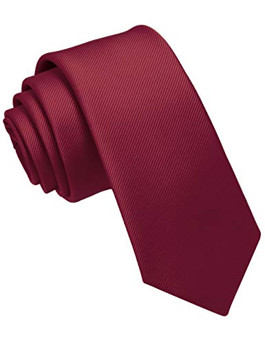 JEMYGINS Corbata de Hombre Ajustada de Color Sólido a Rayas Diagonales 6 cm de Ancho Rojo Oscuro