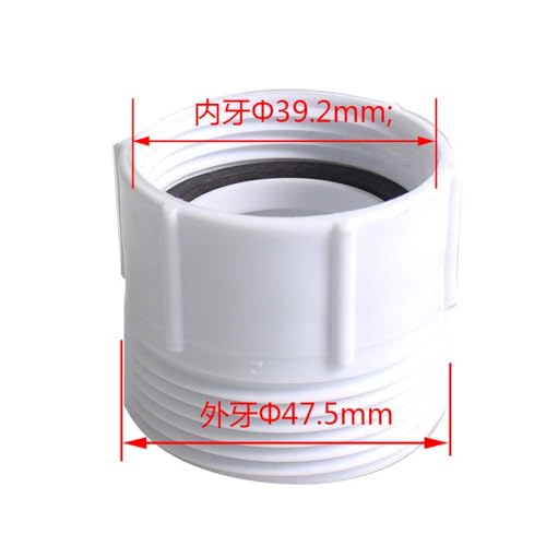 Rohrverlängerungsanschluss, 39,2 mm Buchse auf 47,5 mm Außengewinde, Ablaufgarnitur, Ablaufgarnitur, Badewanne, Dusche, Küchenspüle