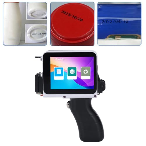 CHICIRIS Impresora de Inyección de Tinta Portátil, Máquina de Impresión de Inyección de Tinta de 12,7 Mm Pantalla Táctil HD para Código de Barras Etiqueta de Fecha Número de Lote Sin cartuch