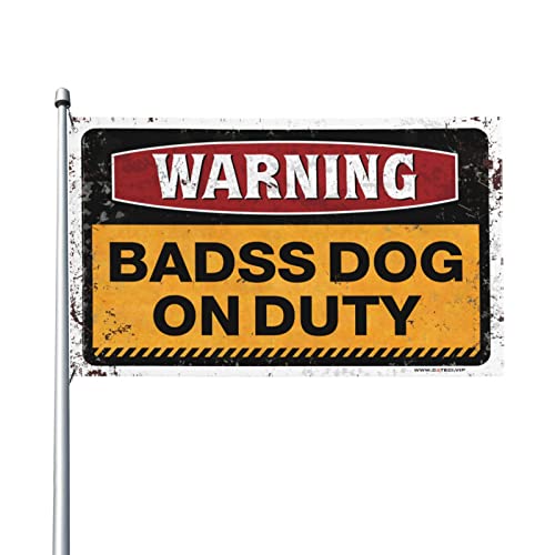 Drapeau fanions Badass Dog On Duty petits drapeaux d'extérieur 152x244
