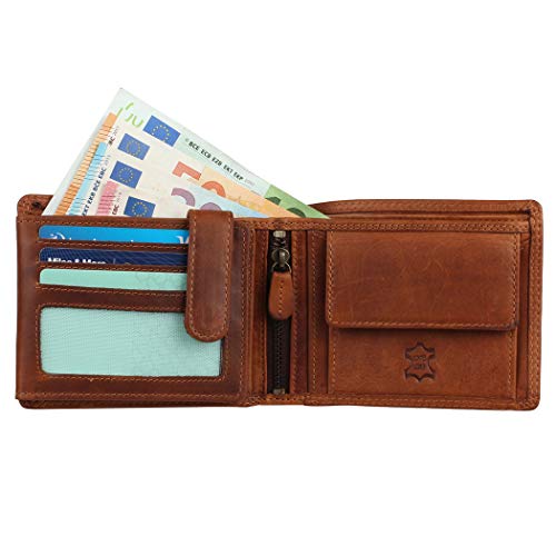 Preisvergleich Produktbild Hill Burry Herren Geldbörse Echtleder Hochwertig RFID Chunkyrayan 6404BE Brown