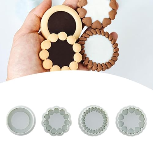 Confezione da 4 formine per biscotti a forma di fiore 3D, stampini per marmellate, sandwich, biscotti, stampini pressabili, decorazioni per torte, forme carine per biscotti da cucina