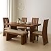 SONA ART & CRAFTS Poster Sheesham Wood Dining Table Set 6 Seater Dinner Dinning Table with 4 Cushion Chair with 1 Bench for Dining Furniture for Living Room Home Hotel Office (Honey Finish)