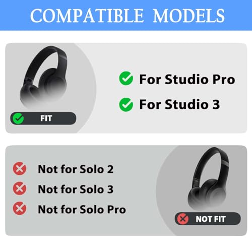Foam Rubber Cushion Pad para Beats Studio Pro/Studio 3/Studio 2 Auriculares | Almohadilla de Caucho Suave de Repuesto, Banda Superior Duradera, Espuma de Memoria Incorporada, Kit de Accesorios para Reparación (Negro) miniatura 2