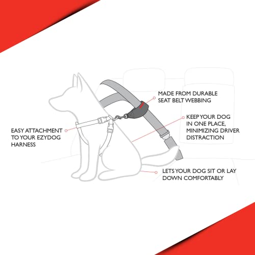 EzyDog Anschnaller Adapter – Hundeanschnaller für Auto, kompatibel mit Hundegeschirr, aus robustem Nylon-Gurtband, für sichere Autofahrten mit Hund (Schwarz)