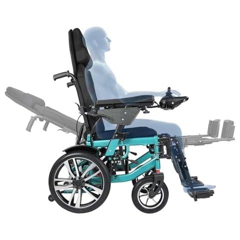 Reclining Foldable Adult Electric Wheelchair,Elderly All-Terrain Mobility Aid Power Wheelchair Vehicle,600W Powerful Dual Motors,26Ah High Capacity Batteries,20mi Long Range,330Lbs Large Load Capacity Cover