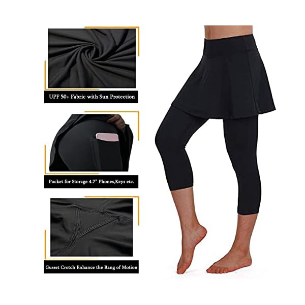 MSACRH Women Skirted Leggings Capri with Attached Skirt Golf Skorts Pants Skirts with Leggings Pockets Workout - Image 4