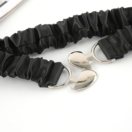 YOU&M Women's Stretch Soft Leather Waist Belt Thin Elastic with Silver Heart-Buckle for Dress Belt Comfort4