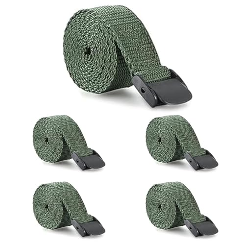 Image of 5 Pcs Adjustable Heavy Duty Tie Down Cinch Straps - 500 lbs Nylon Lashing Straps with Cam Buckles for Securing Cargo, Motorcycle, Kayak, Surfboard, Trail Cameras