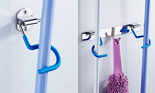 Asibt 6 Pcs Broom Mop Holder 304 Stainless Steel S-Type For Cleaning Tools Organizer #TOP6