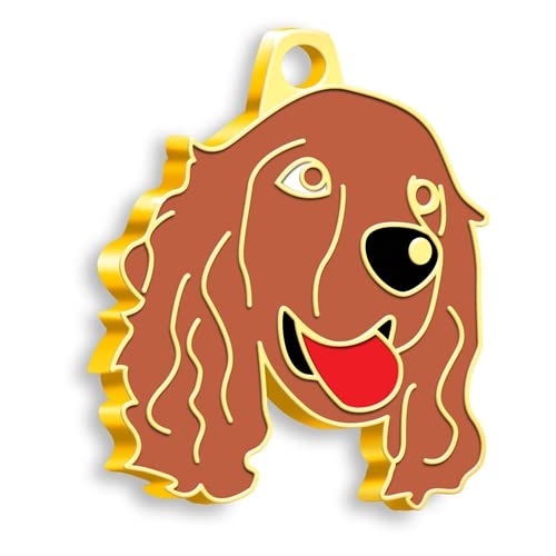 Cocker Spaniel 24K Gold Plated - Silver Plated Dog Personalized Dog Tag - Cocker Custom Name Tag - Customized Pet Tags - Dog Name id Tag for Dog- Engraved Dog Tag (Silver Plated Brown)
