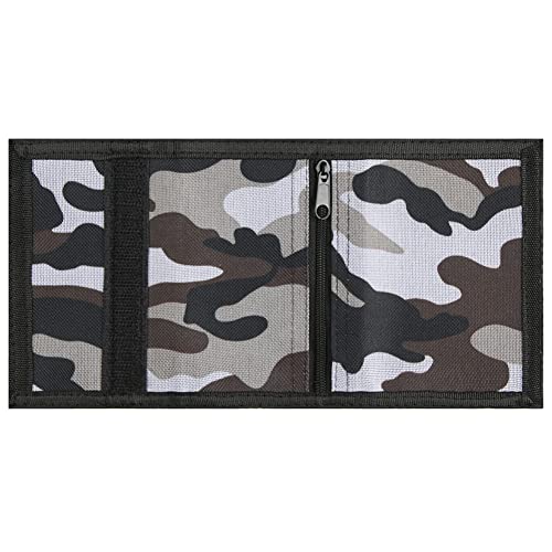 Image of Kids Wallet for Boys Girls Teens Trifold, Canvas Toddler Wallet for Boys, Cute Zipper Wallets Youth with Coin Pocket Card Holders, Novelty Wallets for Childrens Birthday Gifts, Camo grey02, 0.4