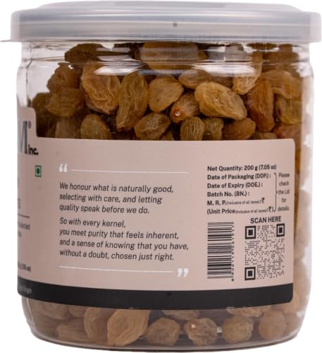 Image of Lagom Green Raisins 200g | Premium Indian Kishmish | Long, Seedless & Naturally Sweet | Soft Texture | No Added Sugar, No Preservatives | Vegan, Gluten Free, Non-GMO