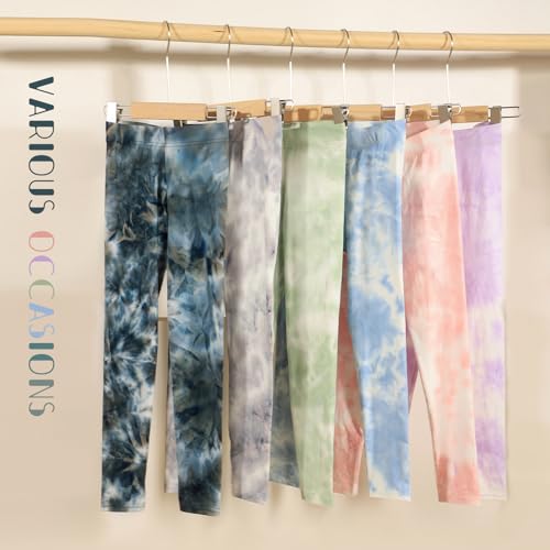 6 Pack Girls Printed Leggings Casual Yoga Pants for Kids Stretchy Tie-Dyed Leggings Girls Athletic Pants2