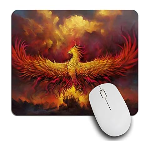 IBILIU Mouse Pad Fire Phoenix,Bird Fantasy Animal Rectangle Mousepad Non-Slip Rubber Base Computer Mouse Pad for Laptop, Office, Home - 9.5 X 7.9 Inch Cover