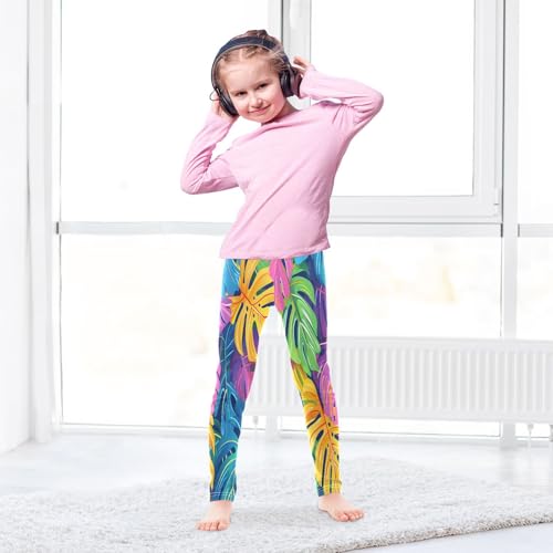 Bolaz Toddler Girls Leggings Printed Yoga Pants Leggings Dinosaur Tree Colorful Leaves for Kids4