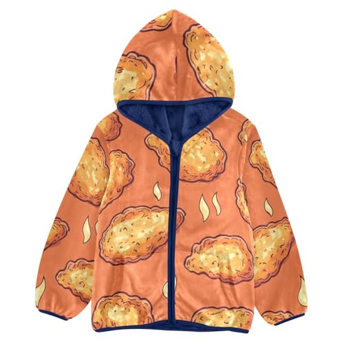 Fire Chicken Nugget Girls Fleece Jacket Girls Fall Jacket Girls Zip Up Hoodie Girls Sherpa Jacket 2-10T