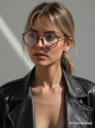 Image of VISOONE Lightweight Anti-Slip Blue Light Blocking Glasses Niko | Clear Lense UV400 Round Frame Fashion Cute Slim Eyewear for Women Men non prescription