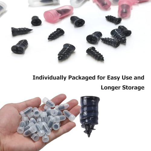 Image of Tire Repair Rubber Kit-Screw in Tire Plugs Heavy Duty, Vacuum Spiral Screws, No Jack Flat Tire Tool for Car /Truck /SUV /Motorcycle /Tractor /ATV /Bicycle - Universal Plugs with Box, 2 Sizes (60)