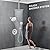 KOJOX Brushed Nickel Thermostatic Shower System, Push Button Diverter Shower Faucet Set with 12" Ceiling Mount Rain Shower, 8" Wall Mount Shower Head, and 3-in-1 Handheld Spray