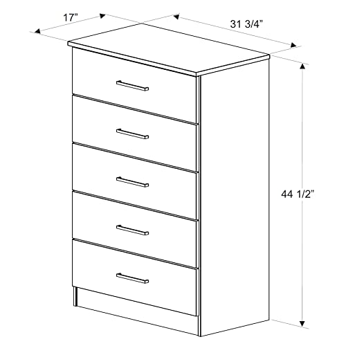 Palace Imports 100% Solid Wood Metro 5-Drawer Chest, Gray #TOP1