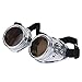 Produktbild UltraByEasyPeasyStore Ultra Silber mit Hellbraunen Linsen Steampunk Brille Gläsern Cyber Viktorianischer Punk Schweißen Cosplay Goth Round Niet Vintage Rave Neuhei