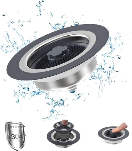 Colador y tapón de fregadero de cocina 3 en 1 acero inoxidable