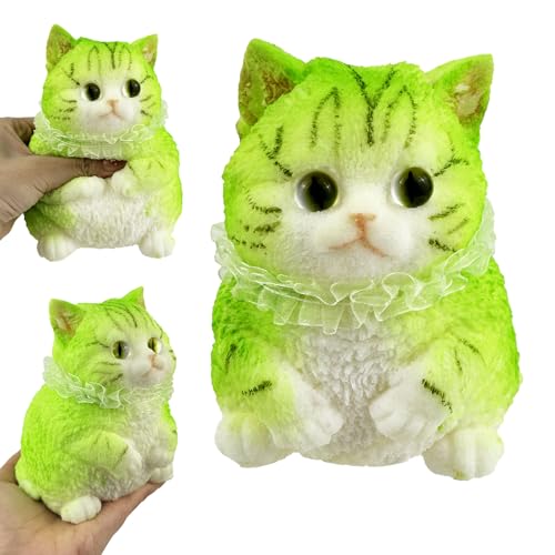 Image of Big Hand Painted Cat Squishy Toys,Large Cute Ultra Soft Kitty Squeeze Fidget Toys for Stress Relief ,Kawaii Squishies Sticky Animal Toys for Adults Kids,Decompression Sensory Balls Toys(PQN