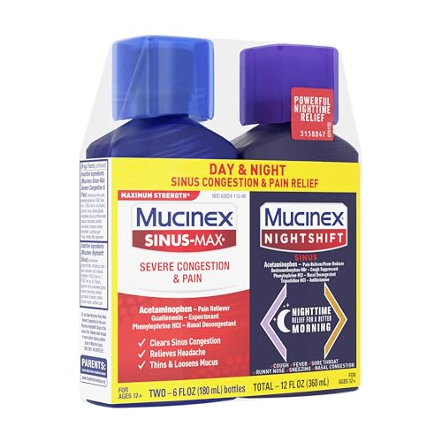 Mucinex Sinus-Max Severe Congestion & Pain & Nightshift Sinus, 2x6 FL OZ - image 8