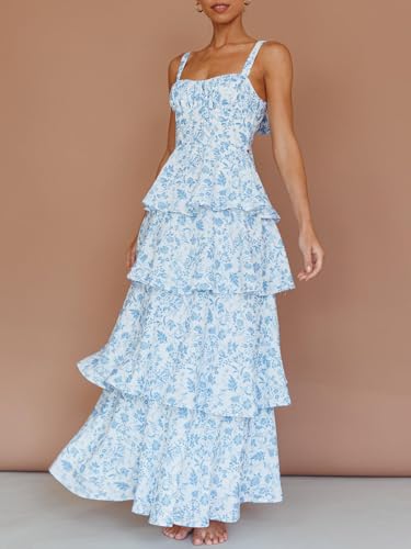 Women Y2k Boho Maxi Dress Y2k Floral Spaghetti Strap Long Dress Flowy Layered Sundress Going Out Beachwear4